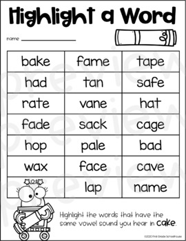 Magic E Long A worksheet